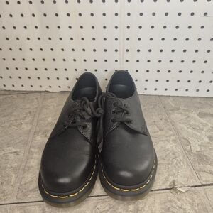 Dr. Martens Black Leather Oxfords with Yellow Stitching